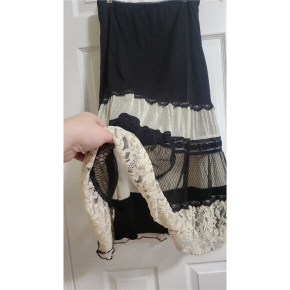 🌿Heart Soul Large Women's Boho Chic Black & Cream Midi Skirt - Picture 5 of 12